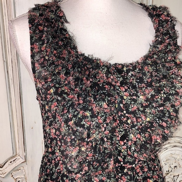 Twentyone Sheer Frayed Ruffle Feminine Dress Size Medium - Picture 2 of 9